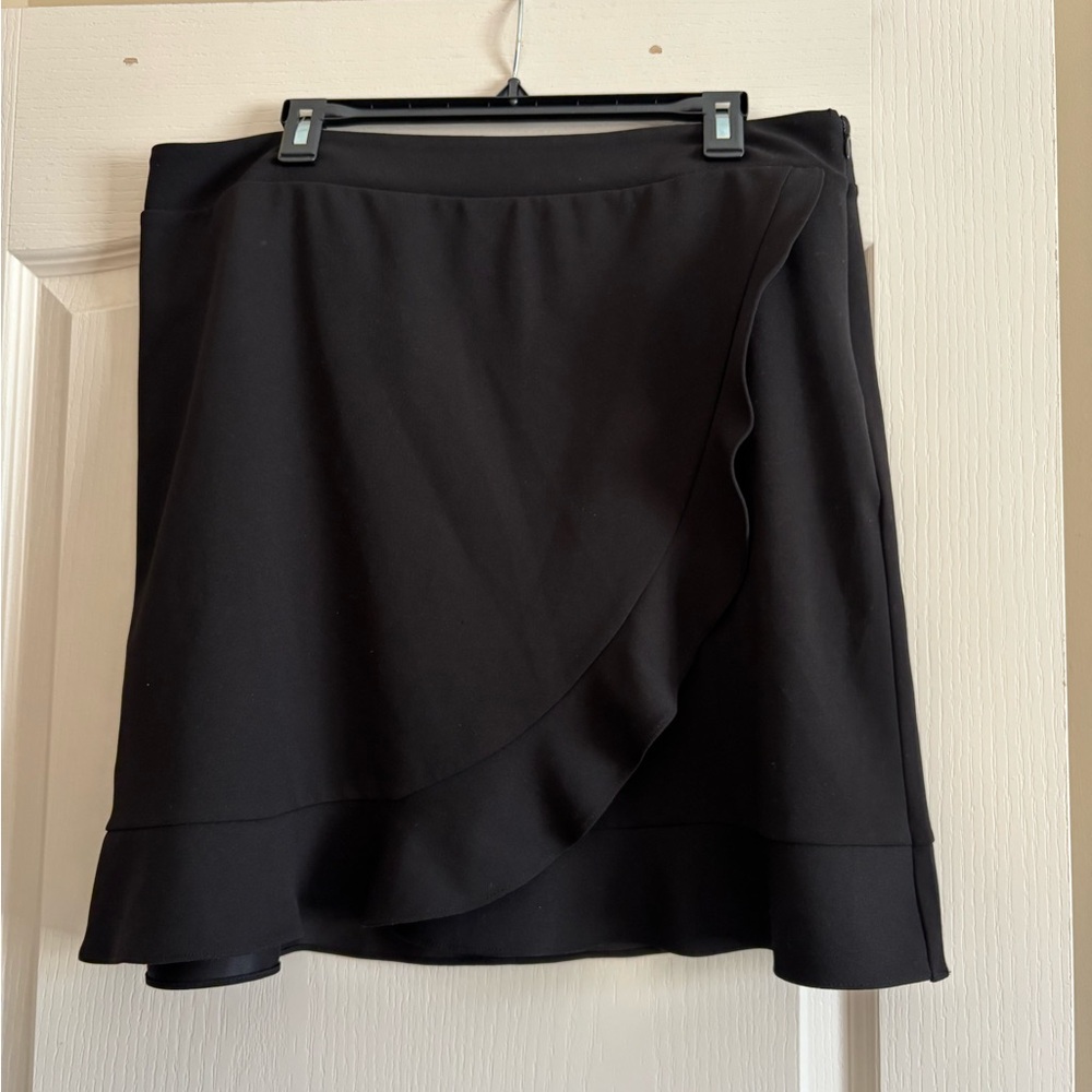Roz & Ali Black Ruffle Wrap-Style Mini Skirt